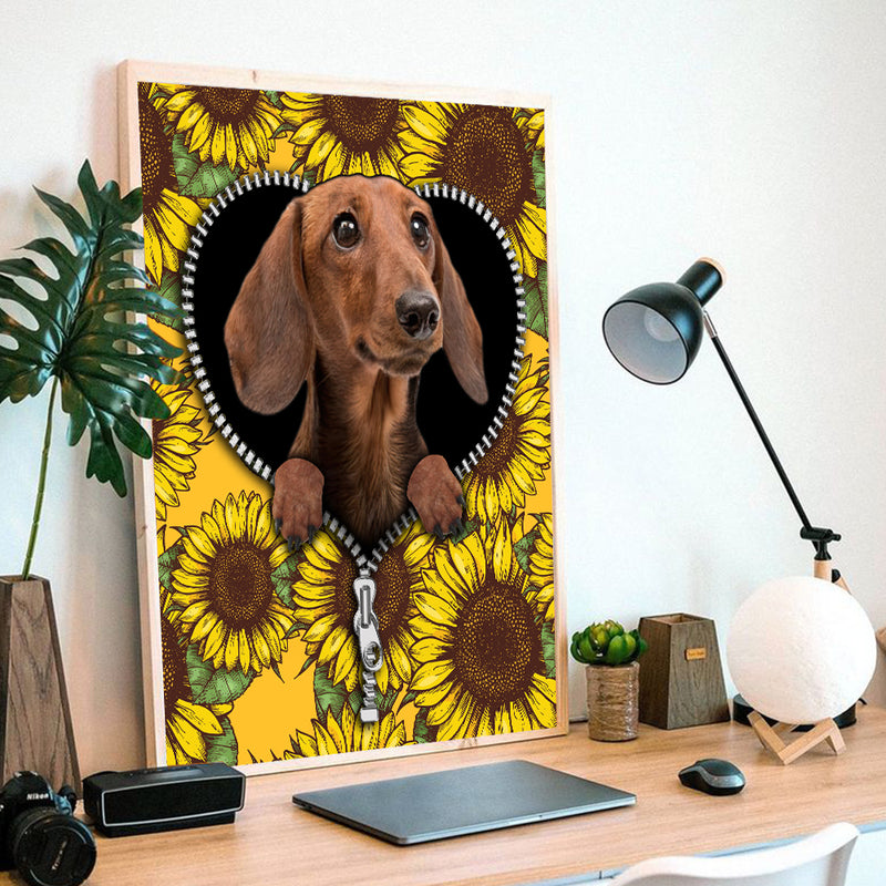 Cute Dachshund Sunflower - Living Room - Canvas Wall Art - Print - Wall Decor