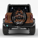 Brown Jeep Girl American Flag Car Spare Tire Cover