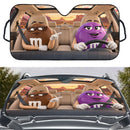 Brown & Purple M&M Chocolate Custom Car Windshield Sunshades
