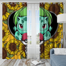 Bulbasaur Pokemon Sunflower Zipper Window Curtain