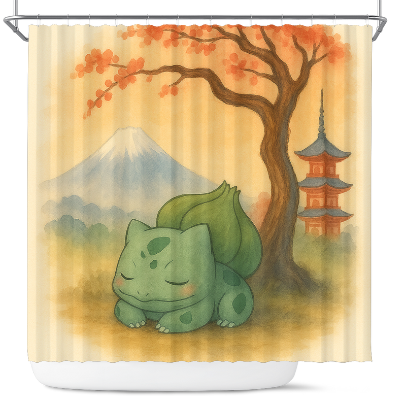 Pokemon Bulbasaur Japan Cherry Blossom Shower Curtain