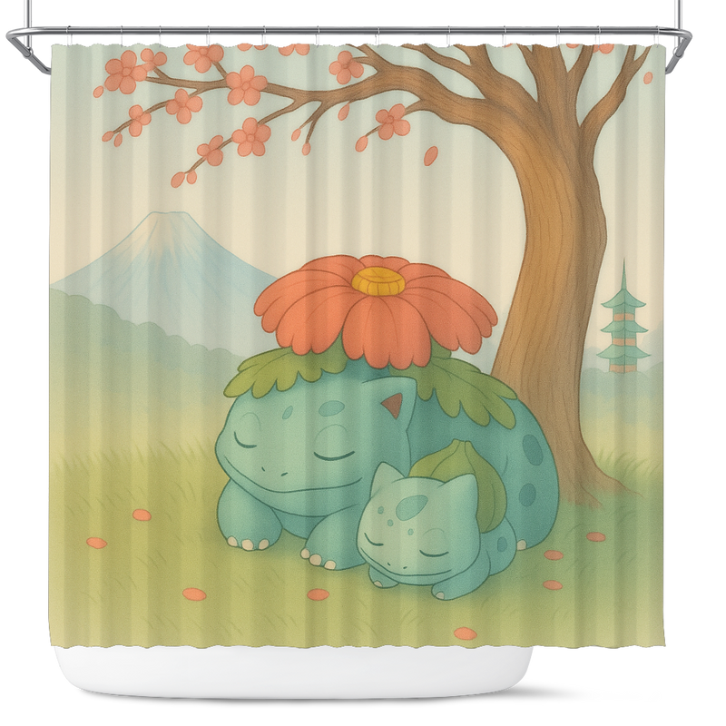 Venusaur Bulbasaur Japan Cherry Blossom Pokemon Shower Curtain
