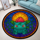 Bulbasaur Pokemon Stained Glass Round Rug