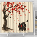 Bulbasaur Pokemon Under Cherry Blossom Japan Ink Style Shower Curtain