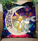Bunny Couple Love You To The Moon Galaxy Quilt Blanket Nearkii