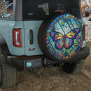 Butterfly Stained Glass Jeep Car Spare Tire Cover