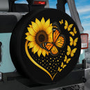 Butterfly Sunflower Heart Car Spare Tire Cover