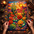 Cactus Stained Glass Jigsaw Puzzle