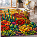 Cactus Stained Glass Rectangular Area Rug