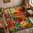 Cactus Stained Glass Rectangular Area Rug
