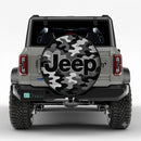 Camo B&W Jeep Custom Wheel Cover With Camera Hole