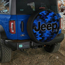 Camo Blue Jeep Custom Wheel Cover With Camera Hole