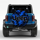 Camo Blue Jeep Custom Wheel Cover With Camera Hole