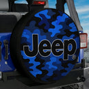Camo Blue Jeep Custom Wheel Cover With Camera Hole
