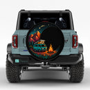 Camping Bus At Night Moon Shape Car Spare Tire Cover