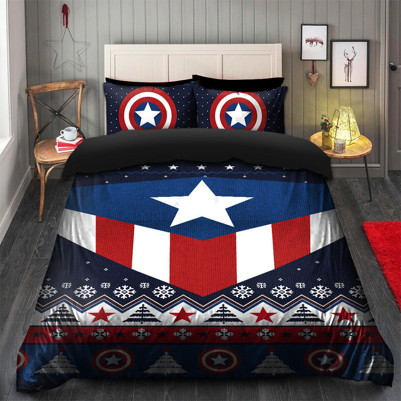 Captain America Christmas Bedding Set Duvet Cover And 2 Pillowcases Nearkii