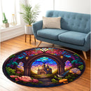 Castle Stained Glass Round Rug