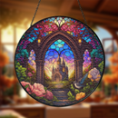 Castle Round Stained Glass Suncatcher