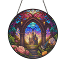 Castle Round Stained Glass Suncatcher