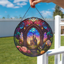Castle Round Stained Glass Suncatcher