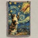Cat Art Starry Night Woven Throw Blanket