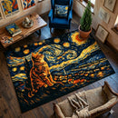 Cat At Starry Night Rectangular Area Rug