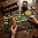 Cat At Starry Night Jigsaw Puzzle