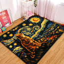 Cat At Starry Night Rectangular Area Rug