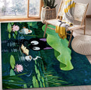 Cat Reading In Rainy Rectangular Area Rug