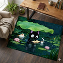 Cat Reading In Rainy Rectangular Area Rug