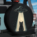 Black Cat With UFO Funny Jeep Car Spare Tire Cover