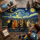 Cats Team Starry Night Rectangular Area Rug