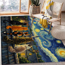 Cats Team Starry Night Rectangular Area Rug