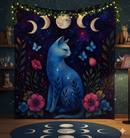 Celestial Moon Cat Quilt Blanket