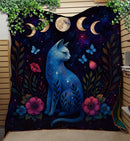 Celestial Moon Cat Quilt Blanket