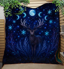 Celestial Moon Deer Quilt Blanket