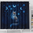 Celestial Moon Fox Shower Curtain