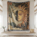 Celestial Sun Moon Woven Throw Blanket