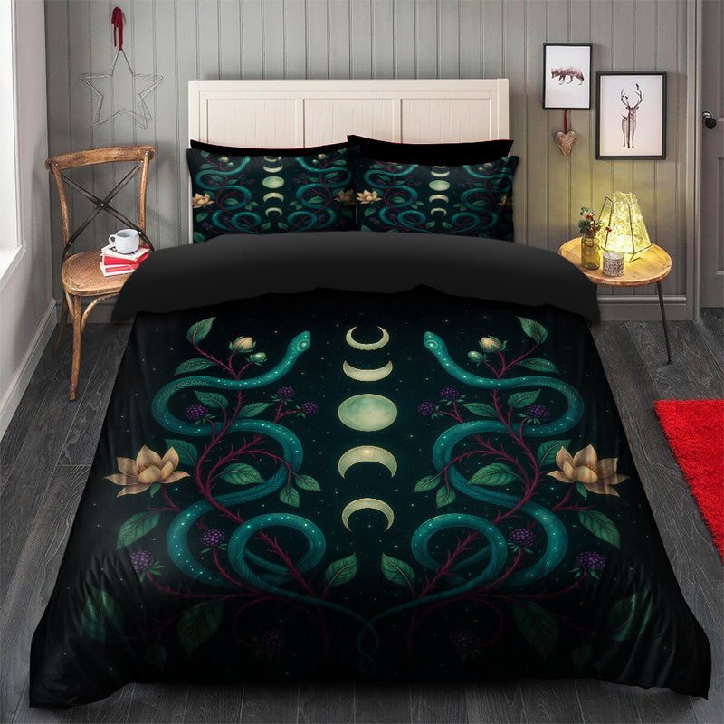 Mystic Serpent & Moon Phase Bedding Set