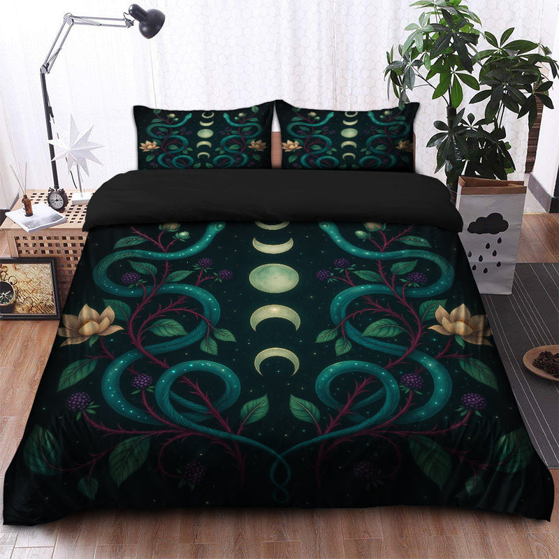 Mystic Serpent & Moon Phase Bedding Set