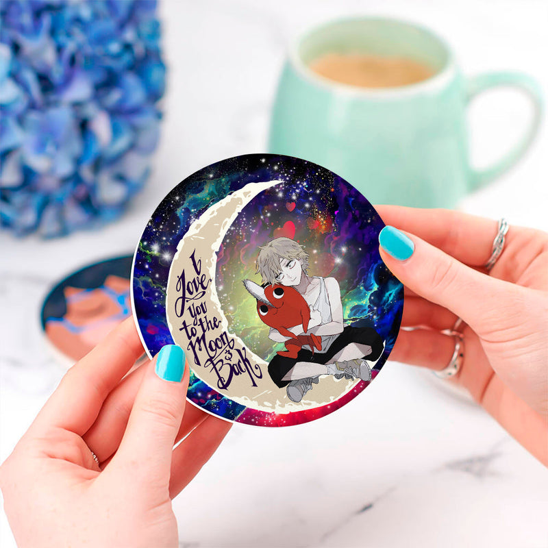 Chainsaw Man Love You To The Moon Galaxy Ceramic Decor Coaster - Gift Idea