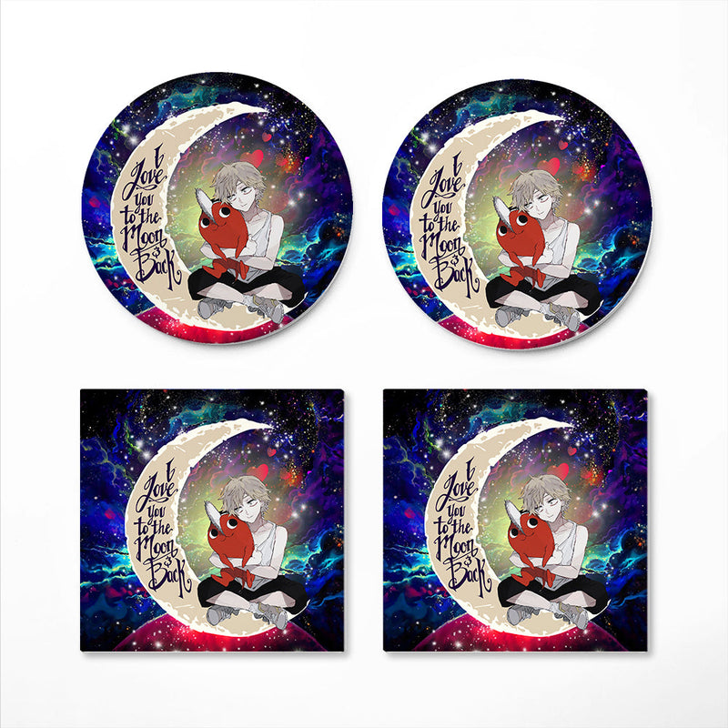 Chainsaw Man Love You To The Moon Galaxy Ceramic Decor Coaster - Gift Idea