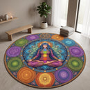 Chakra Meditation Lotus Pose Carpet Round Rug