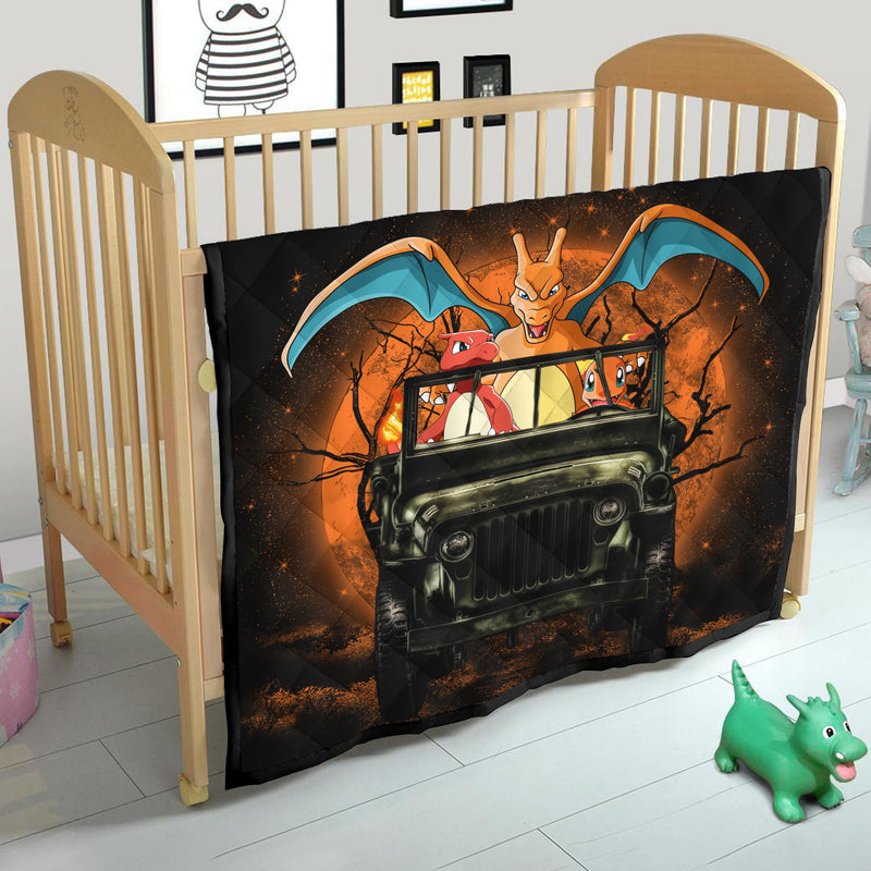 Charizard Charmender Drive Jeep Funny Moonlight Halloween Quilt Blanket Nearkii