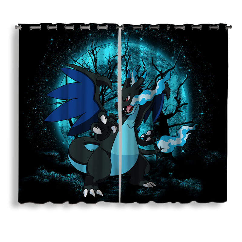 Charizard Mega X Moonlight Pokemon Window Curtain