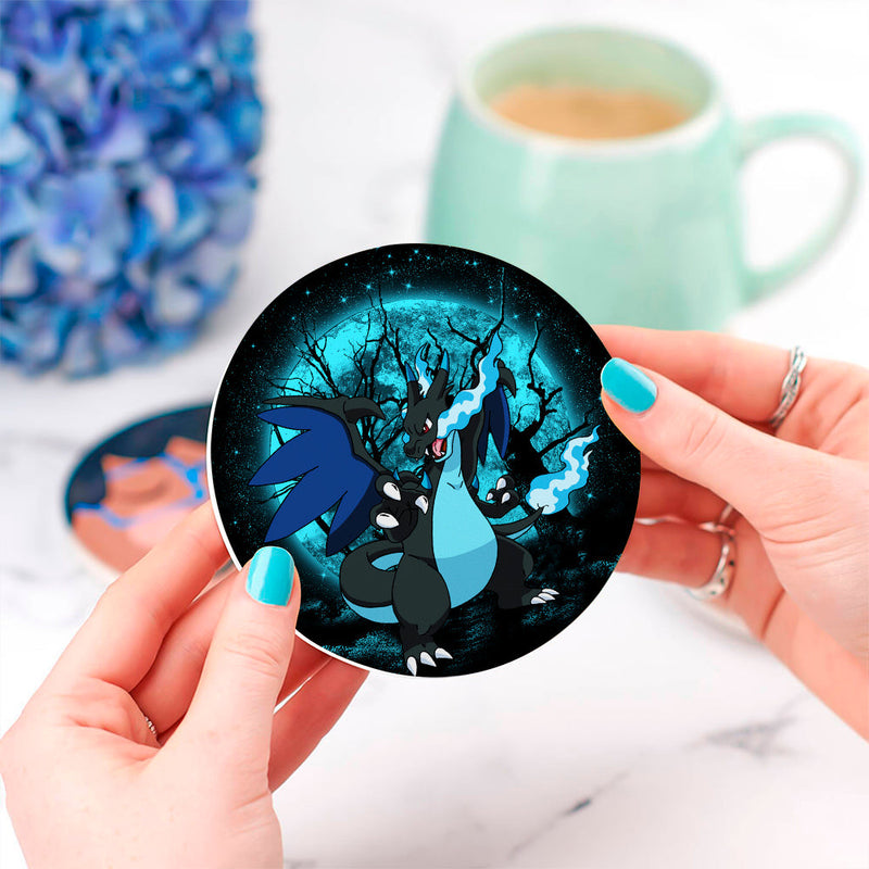 Charizard Mega X Moonlight Ceramic Decor Coaster - Gift Idea