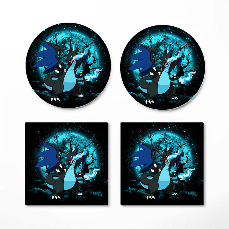 Charizard Mega X Moonlight Ceramic Decor Coaster - Gift Idea