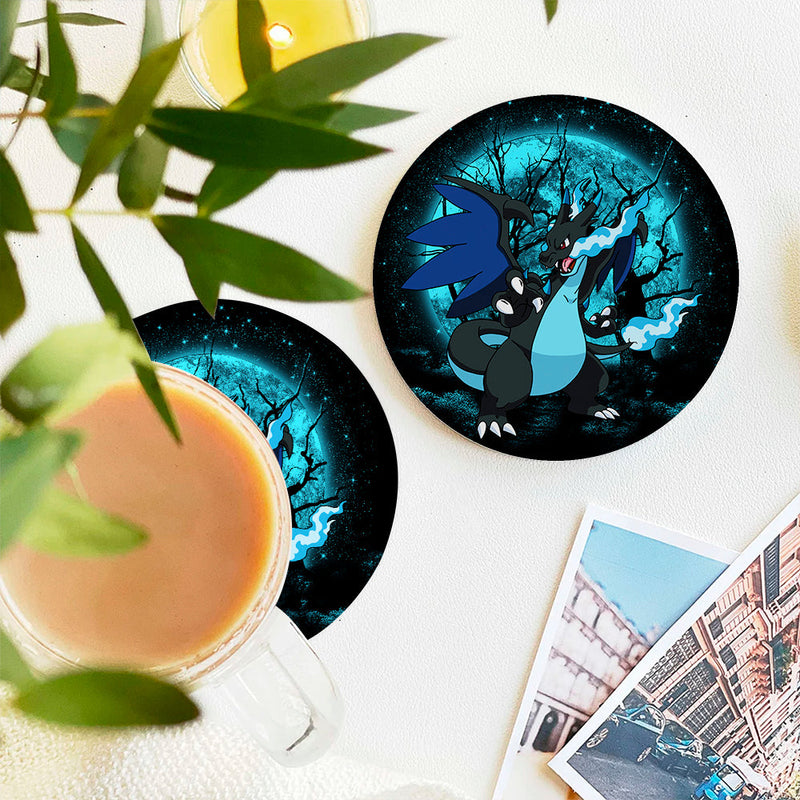 Charizard Mega X Moonlight Ceramic Decor Coaster - Gift Idea