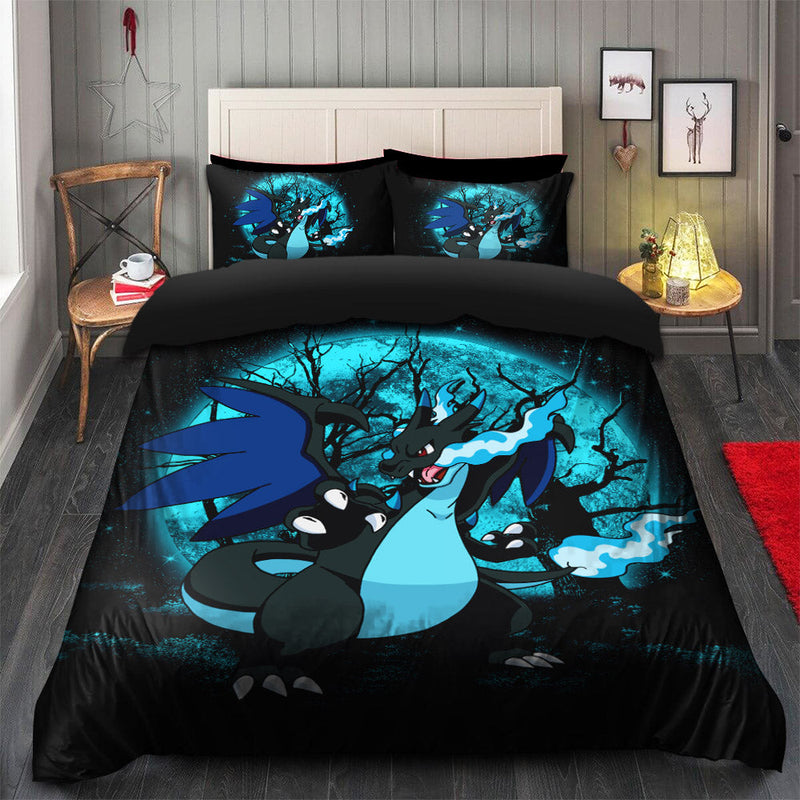 Pokemon Charizard Mega X Moonlight Bedding Set Duvet Cover And 2 Pillowcases Nearkii