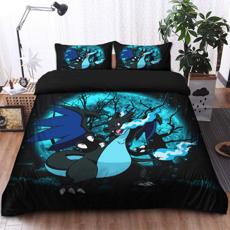 Pokemon Charizard Mega X Moonlight Bedding Set Duvet Cover And 2 Pillowcases Nearkii